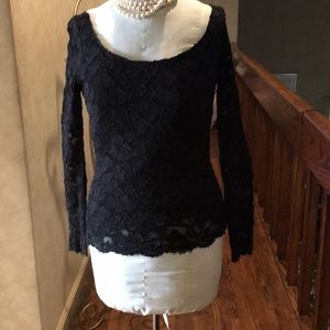 Michi collection black stretch lace blouse Sz L